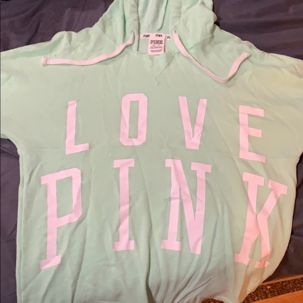 Mint green love pink hoodie